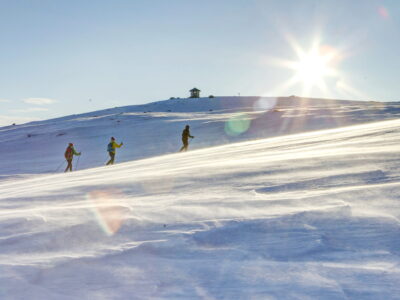Ski touring in untracked terrain. Cross Country Skiing Langren Winter in Norway vinter i Dagali privat Skisenter
