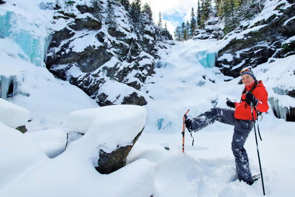 Frozen waterfalls in the canyoning valley